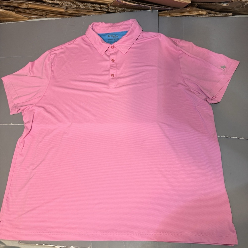 Birdie Bound Polo Shirt Mens 3XL Solid Pink Stretch Golf Performance
